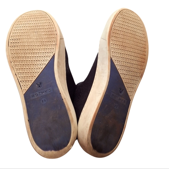 Rothys Pull On Ankle High Sneakers No Laces Black over white soles Minimalist - Picture 5 of 6